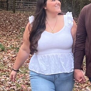 Old Navy White Ruffle Tank